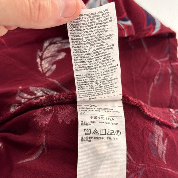 Old Navy Burgundy Floral Short-Sleeve Mini Dress XL Rayon Smocked Boho Cottage - Picture 7 of 11